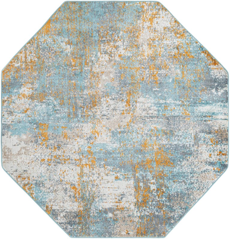 Fairhope · Abstract rug, blue and orange