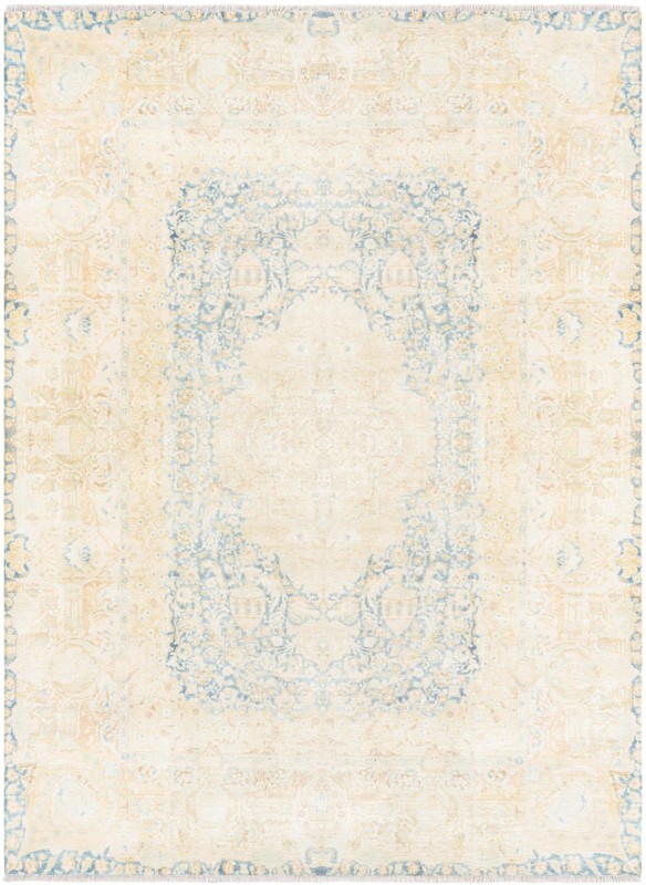 5' 1 x 7' 10 Gosnell · Border rug, blue and ivory
