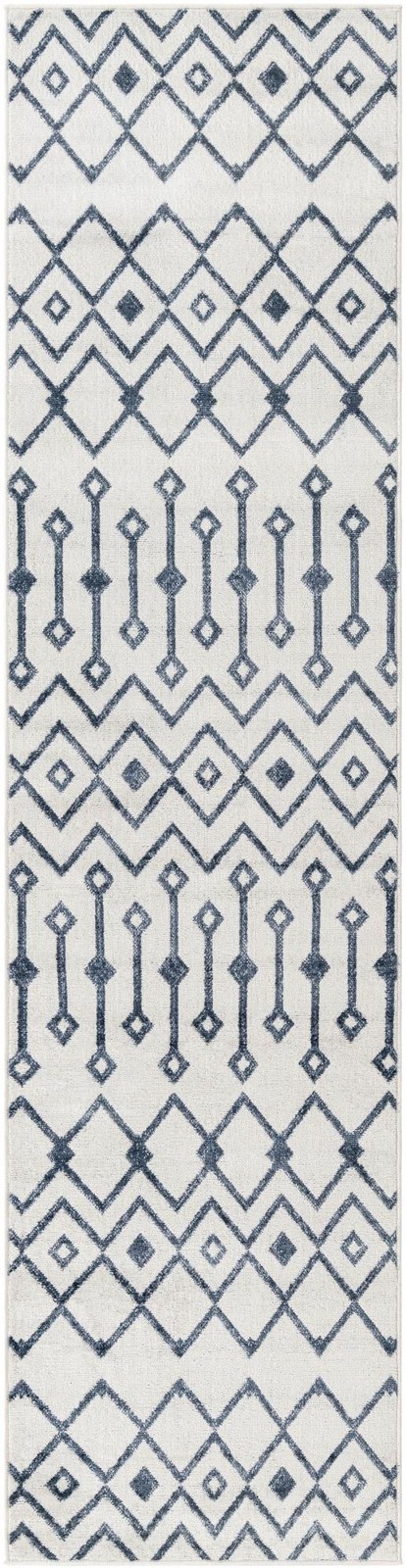 2' 7 x 10' Eugene · Geometric rug, white and navy