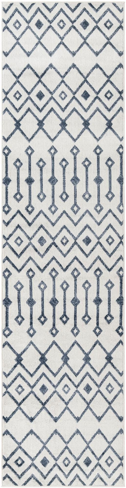 2' 7 x 10' Eugene · Geometric rug, white and navy