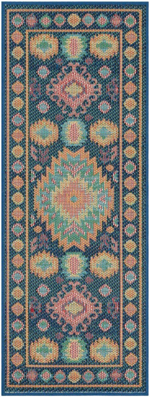 2' x 5' 1 Phelps · Border Outdoor Rug, navy blue