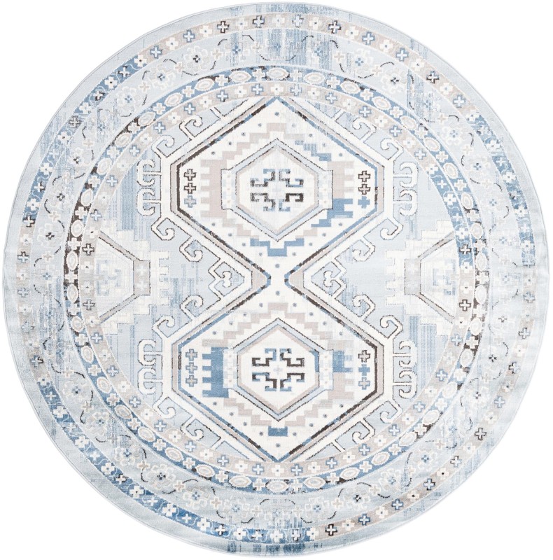 7' 10 x 7' 10 Harmon · Border rug, aqua blue