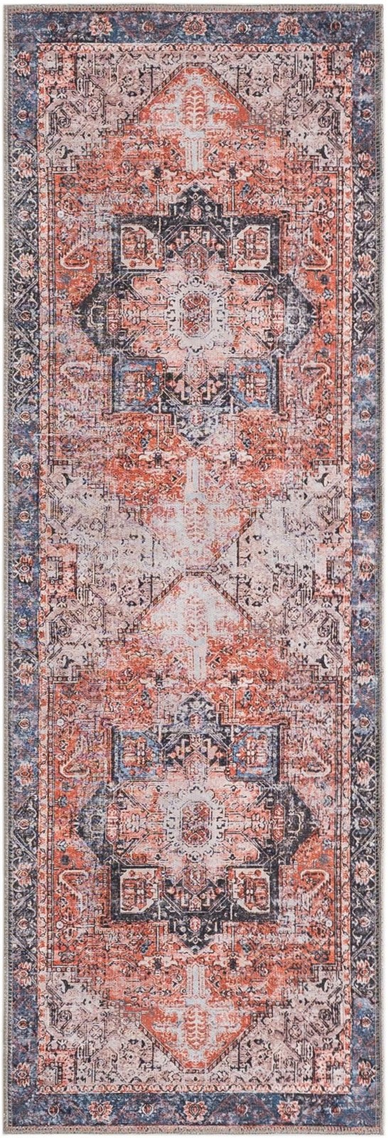 2' x 6' Travers · Medallion rug, rust and navy