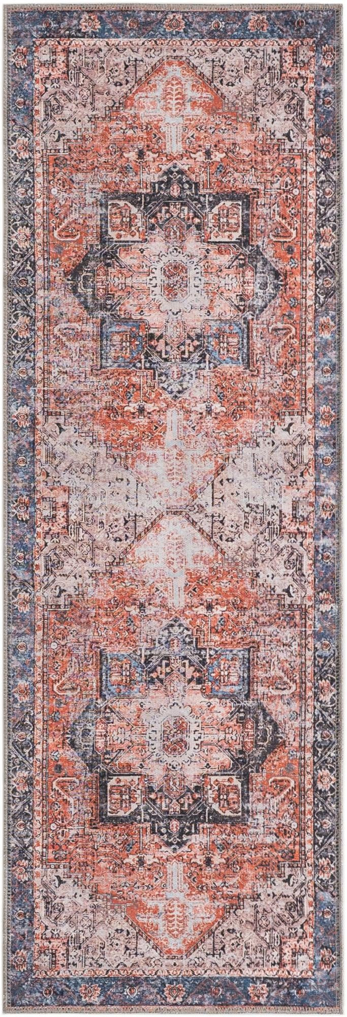 2' x 6' Travers · Medallion rug, rust and navy