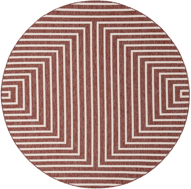 7' 10 x 7' 10 Gorse · Geometric Outdoor Rug, rust red