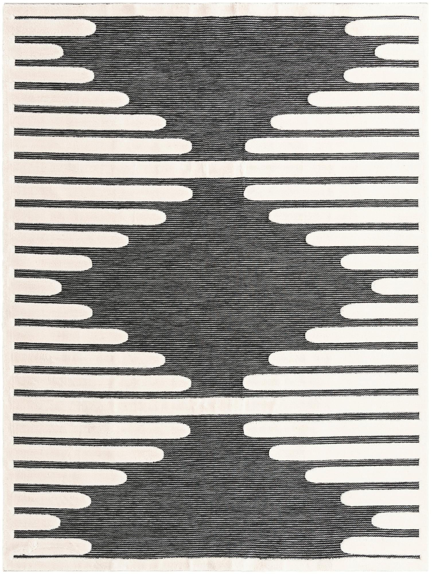 9' x 12' Hibbert · Geometric lines rug, gray and ivory