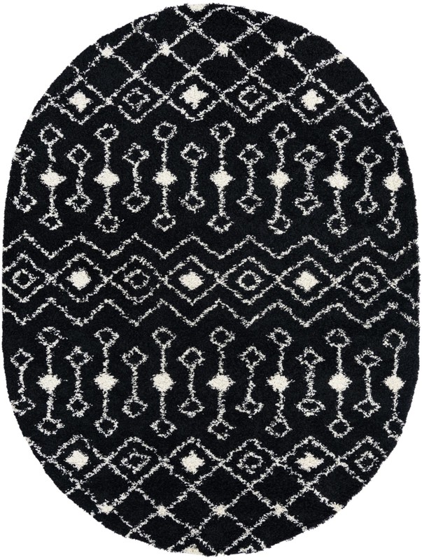 7' 10 x 10' Bayley · Geometric shag rug, black and cream