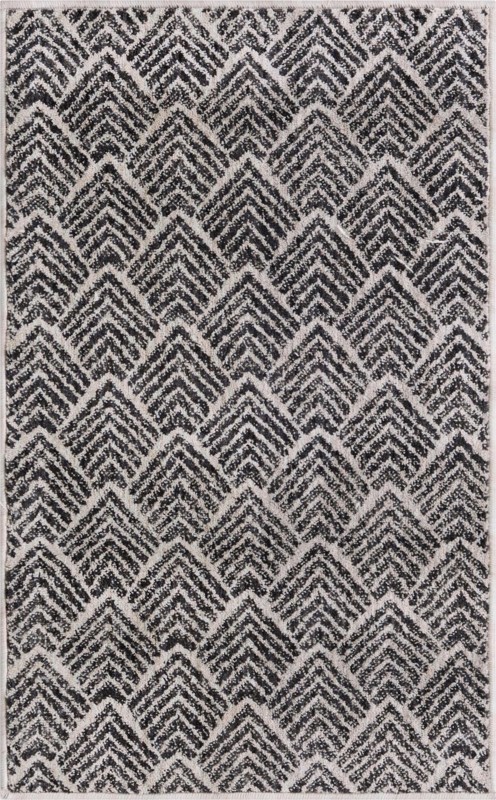 2' x 3' Riverbend · Chevron rug, charcoal ivory