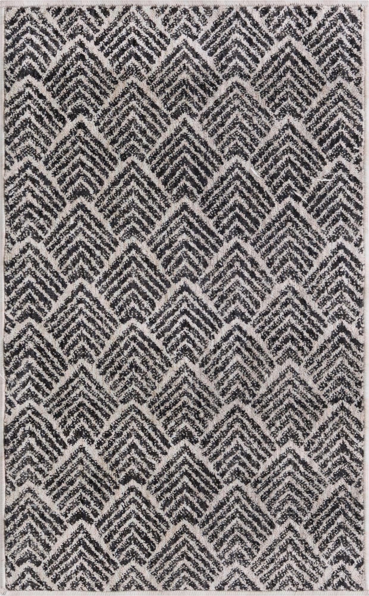2' x 3' Riverbend · Chevron rug, charcoal ivory