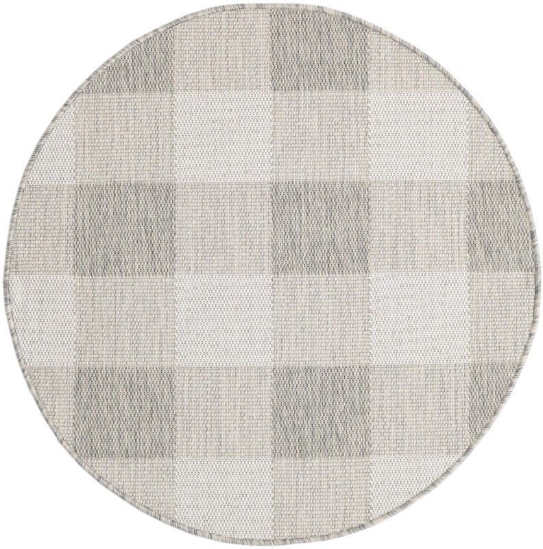 3' x 3' Ramona · Checkered Outdoor Rug, gray