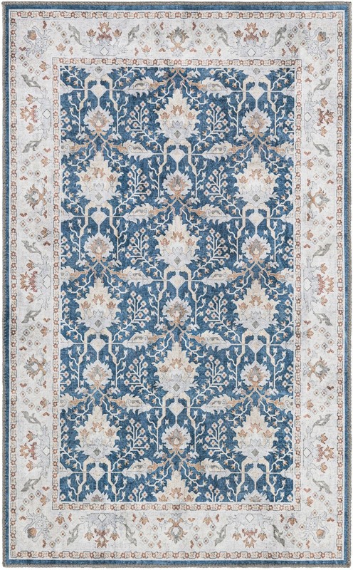 3' 6 x 5' 6 Hobson · Border Washable Rug, navy blue