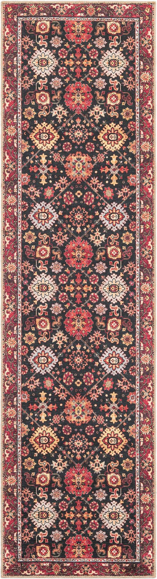 2' 7 x 10' Carden · Persian Washable Rug, black, red and gold