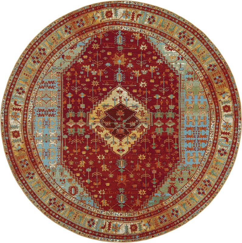 10' x 10' Lomax · Medallion Outdoor Rug, red and blue