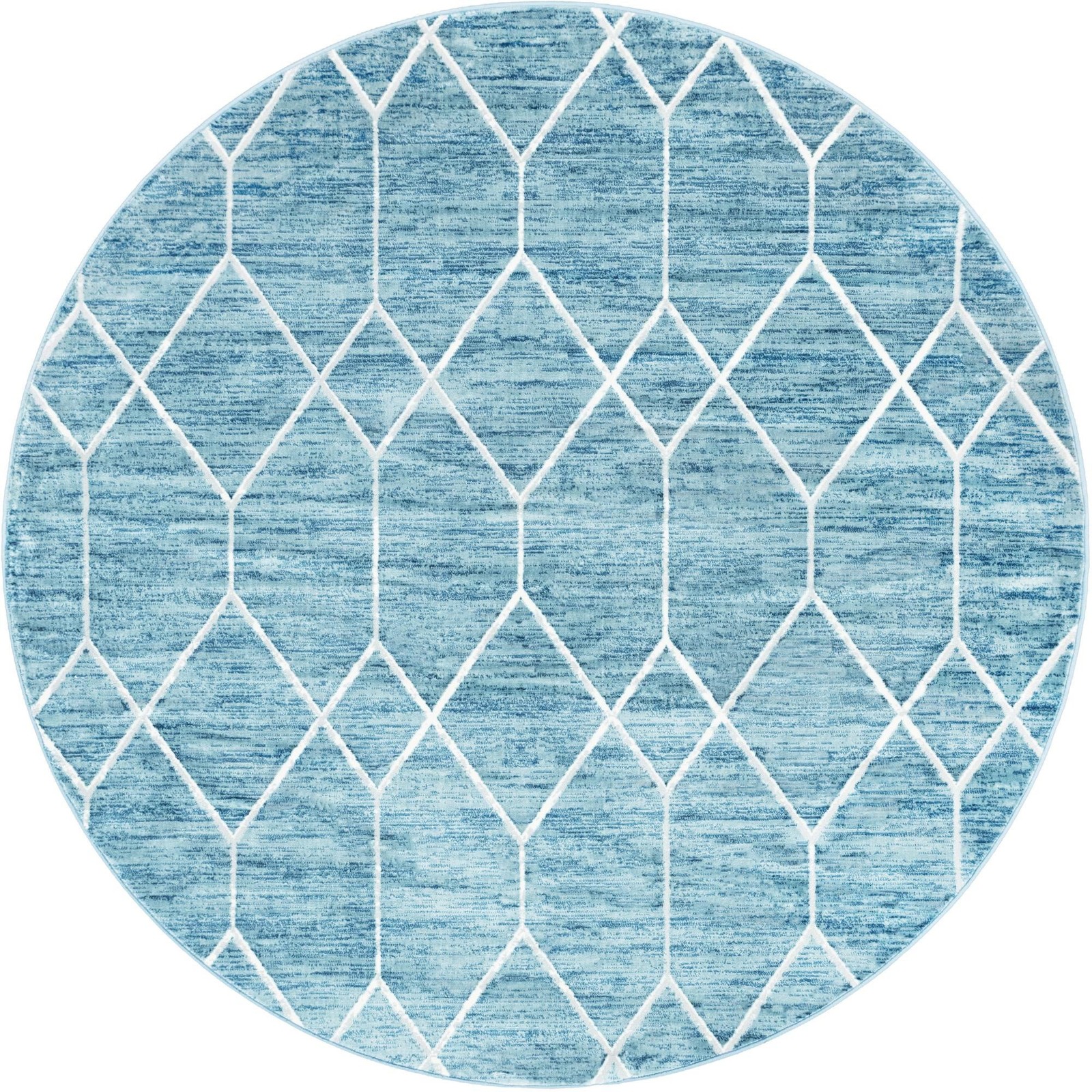 8' x 8' Thatcher · Geometric trellis rug, blue and ivory