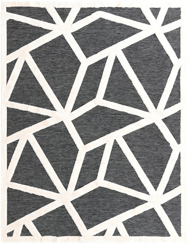 7' 10 x 10' Sutter · Geometric line rug, gray and ivory