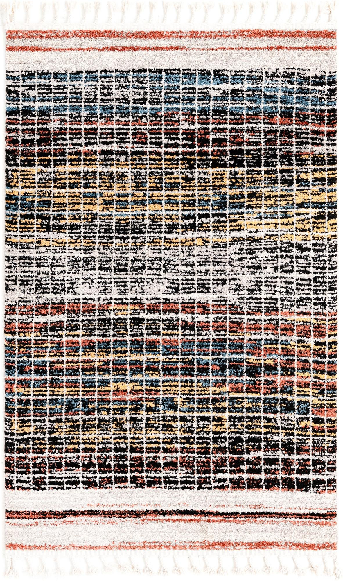 4' x 6' Kenney · Grid rug, black and multi