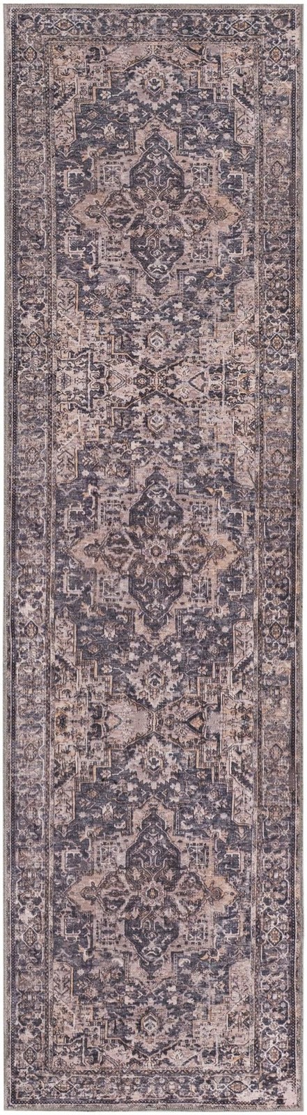 2' 7 x 10' Watkins · Border rug, blue and ivory