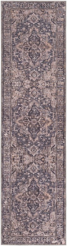2' 7 x 10' Watkins · Border rug, blue and ivory