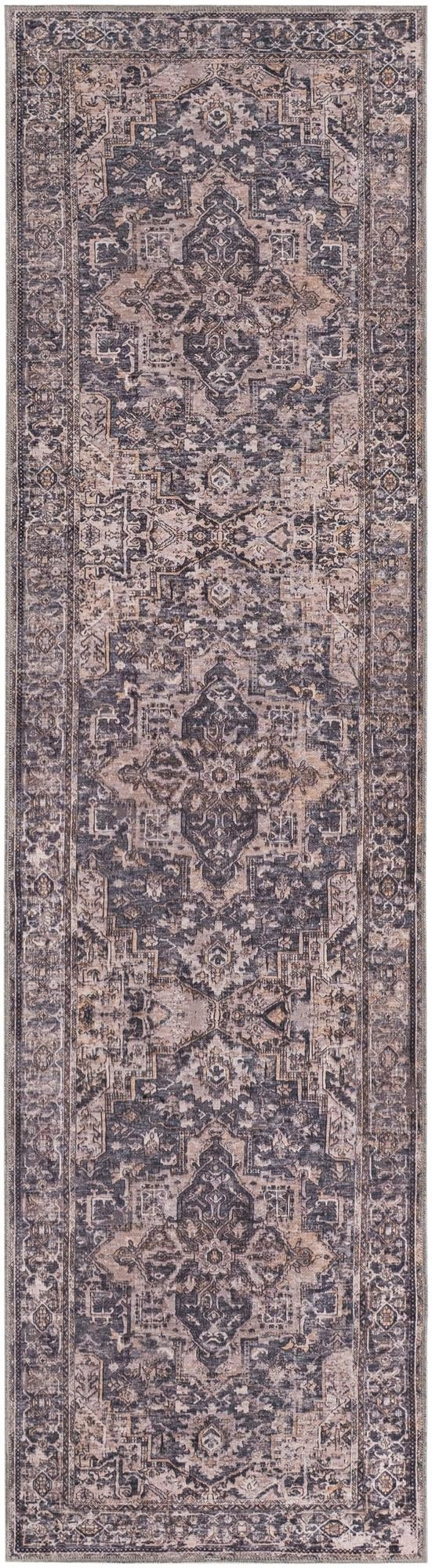 2' 7 x 10' Watkins · Border rug, blue and ivory