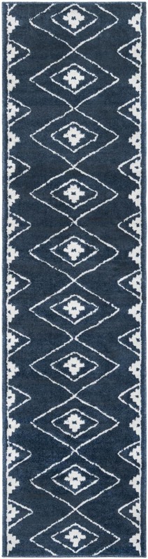 2' 7 x 10' Sumac · Border rug, blue