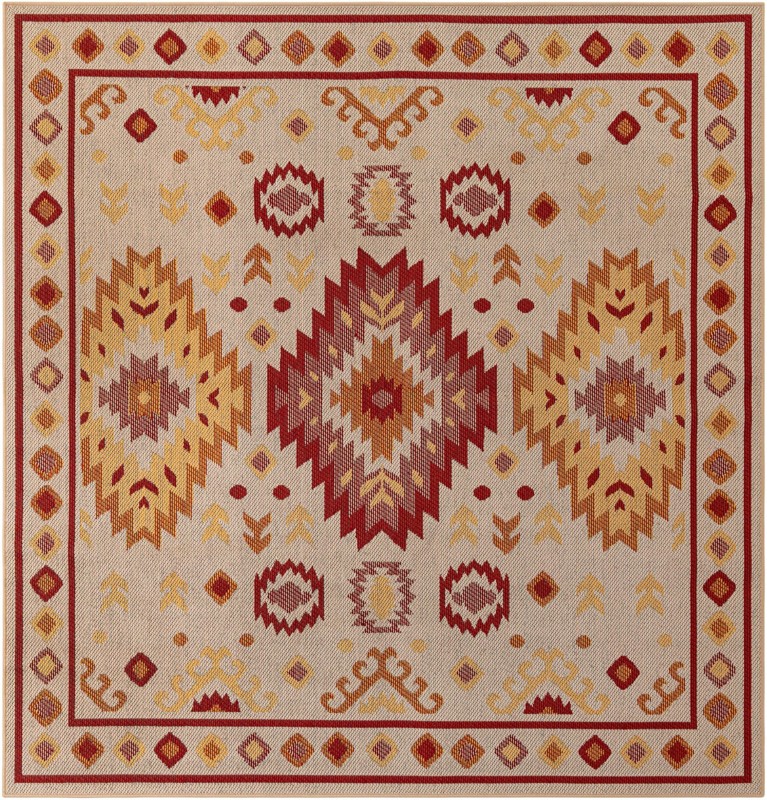Whitfield · Border Outdoor Rug, beige and rust red
