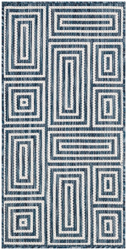 2' x 4' Cumberland · Geometric Outdoor Rug, blue