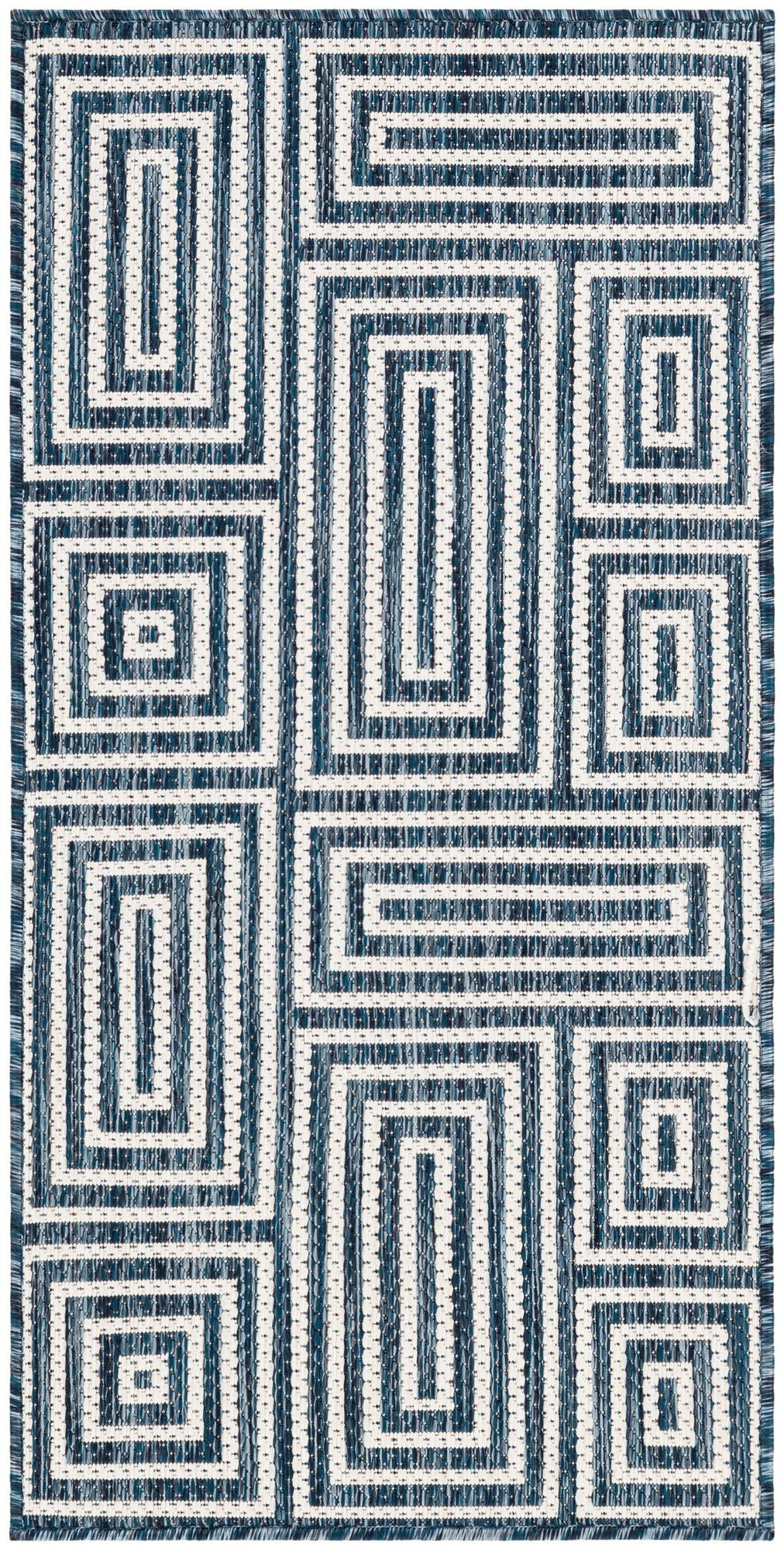 2' x 4' Cumberland · Geometric Outdoor Rug, blue