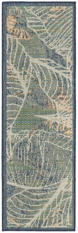Bayless · Floral / botanical Outdoor Rug, blue