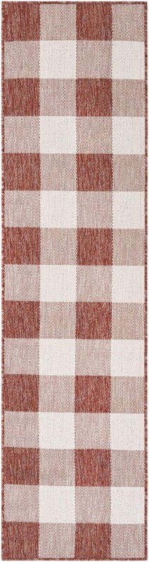 2' x 8' Ramona · Gingham Outdoor Rug, red