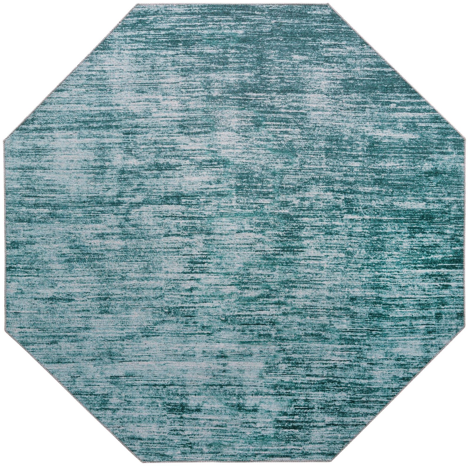 7' 7 x 7' 7 Prewitt · Abstract striped rug, teal and ivory
