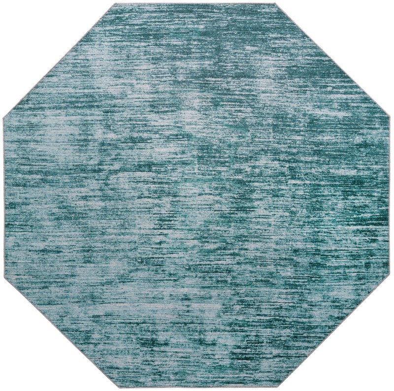 7' 7 x 7' 7 Prewitt · Abstract striped rug, teal and ivory