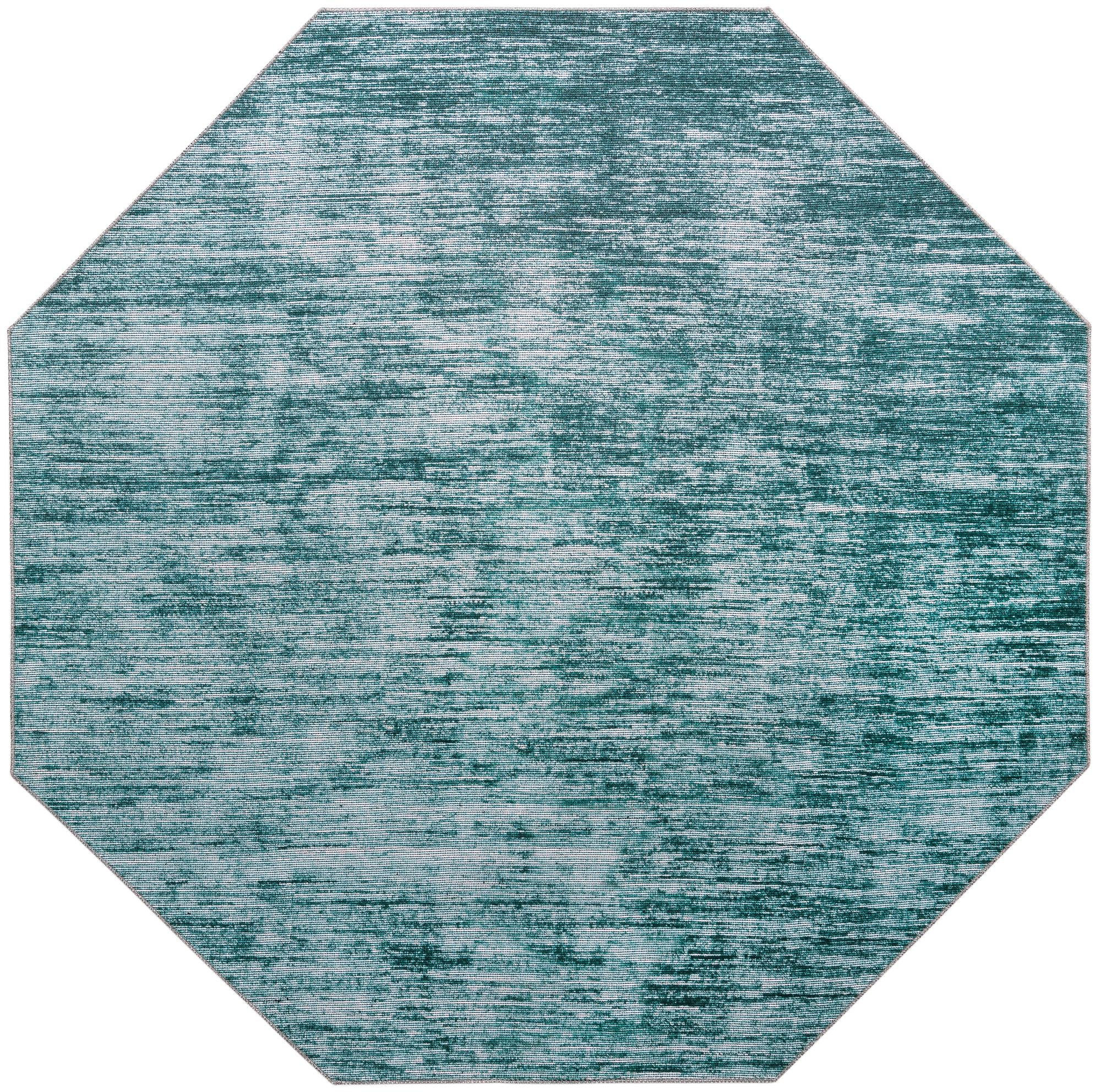 7' 7 x 7' 7 Prewitt · Abstract striped rug, teal and ivory