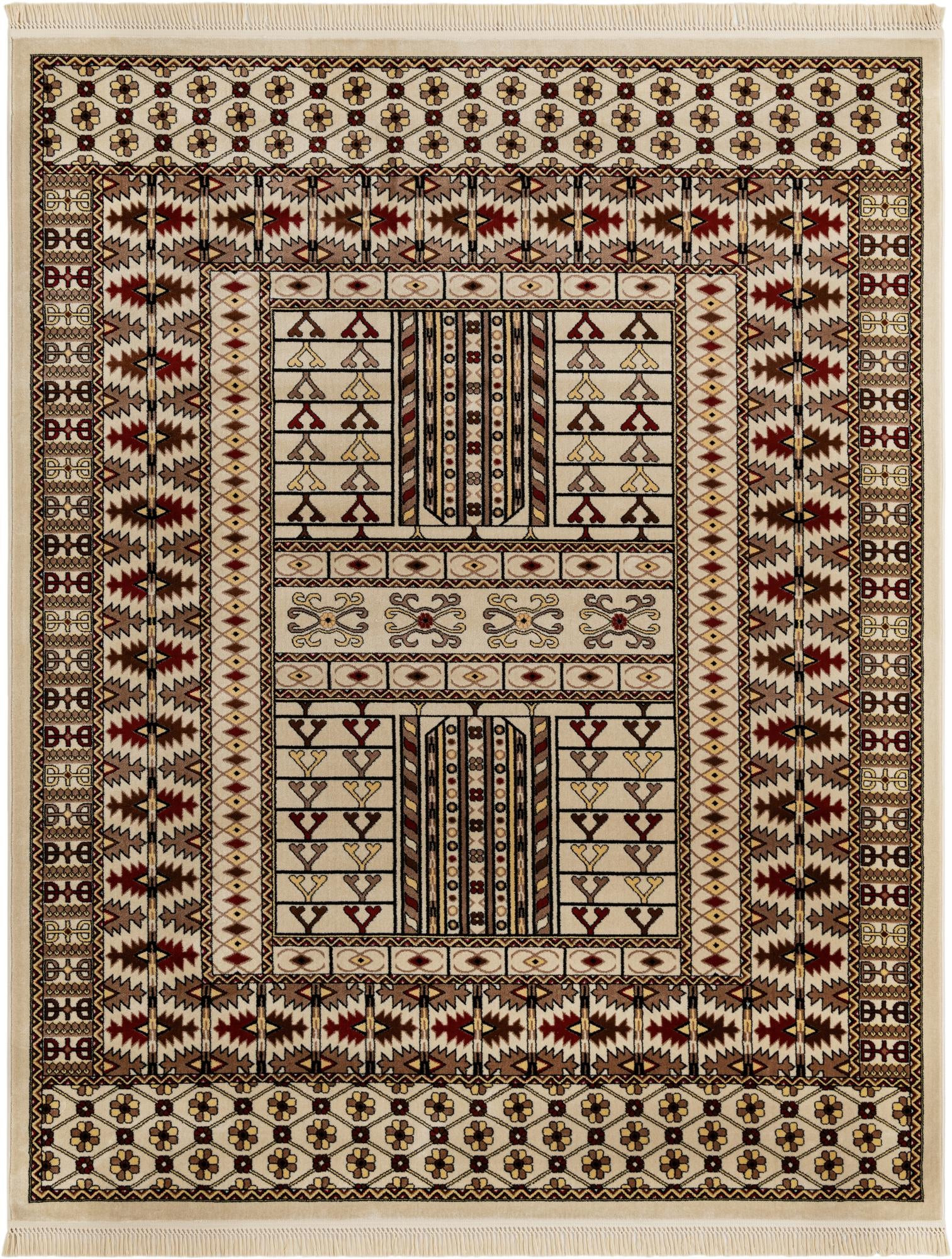7' 10 x 10' Pitcairn · Southwestern round rug, beige and brown