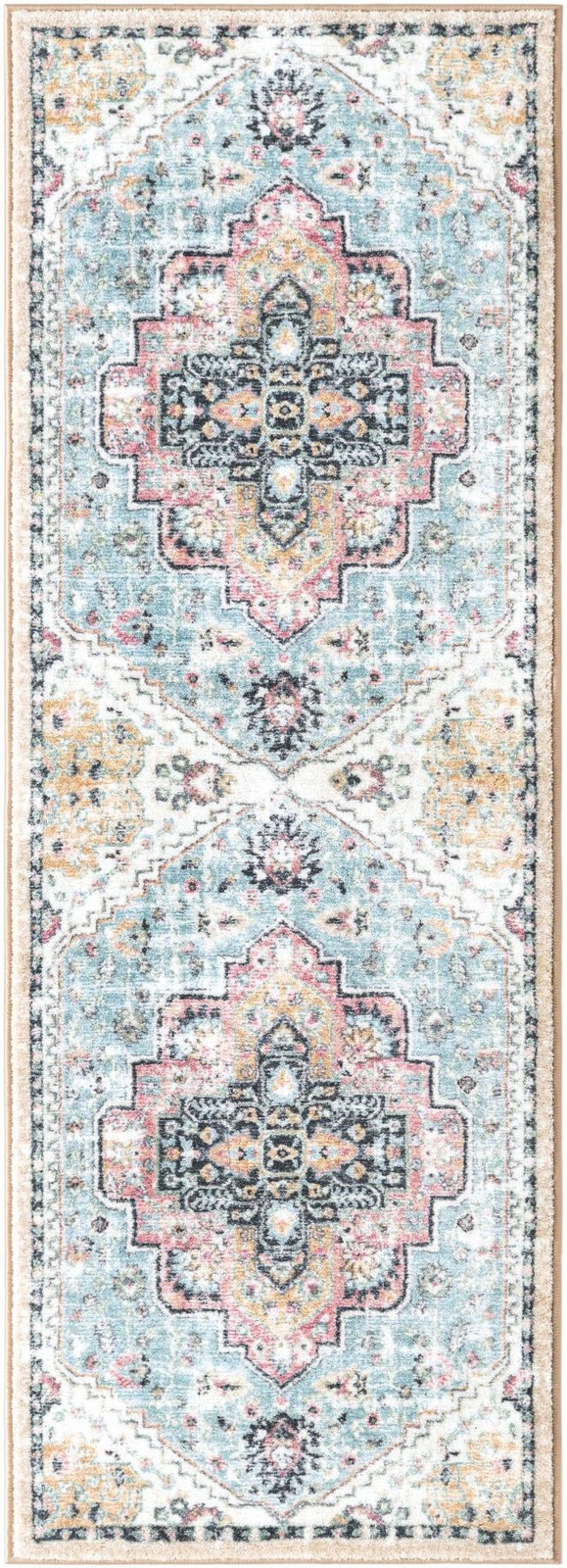 2' 2 x 6' Wright · Medallion rug, seaglass and rose