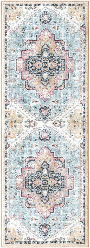 2' 2 x 6' Wright · Medallion rug, seaglass and rose
