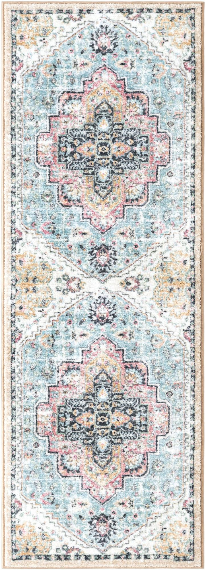 2' 2 x 6' Wright · Medallion rug, seaglass and rose