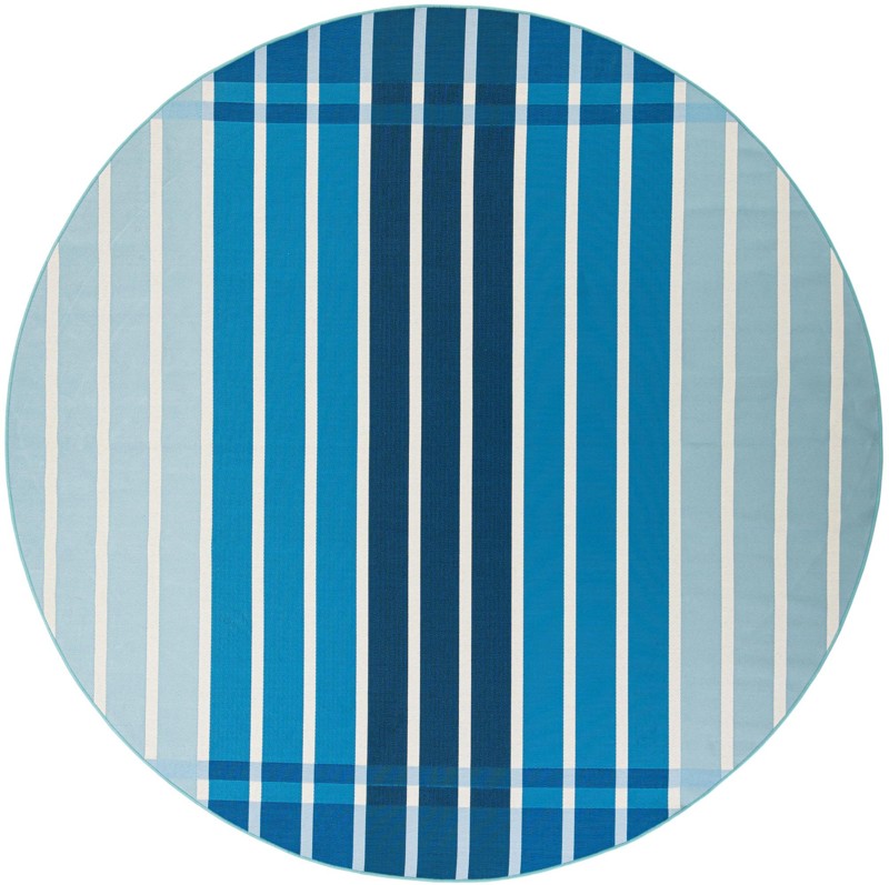 10' x 10' Lomax · Striped Outdoor Rug, shades of blue