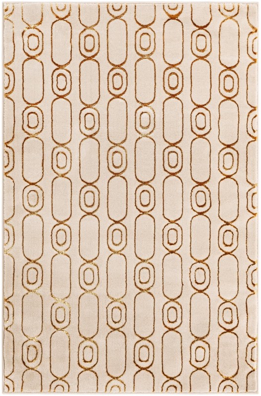 4' x 6' Renwick · Geometric rug, white and gold