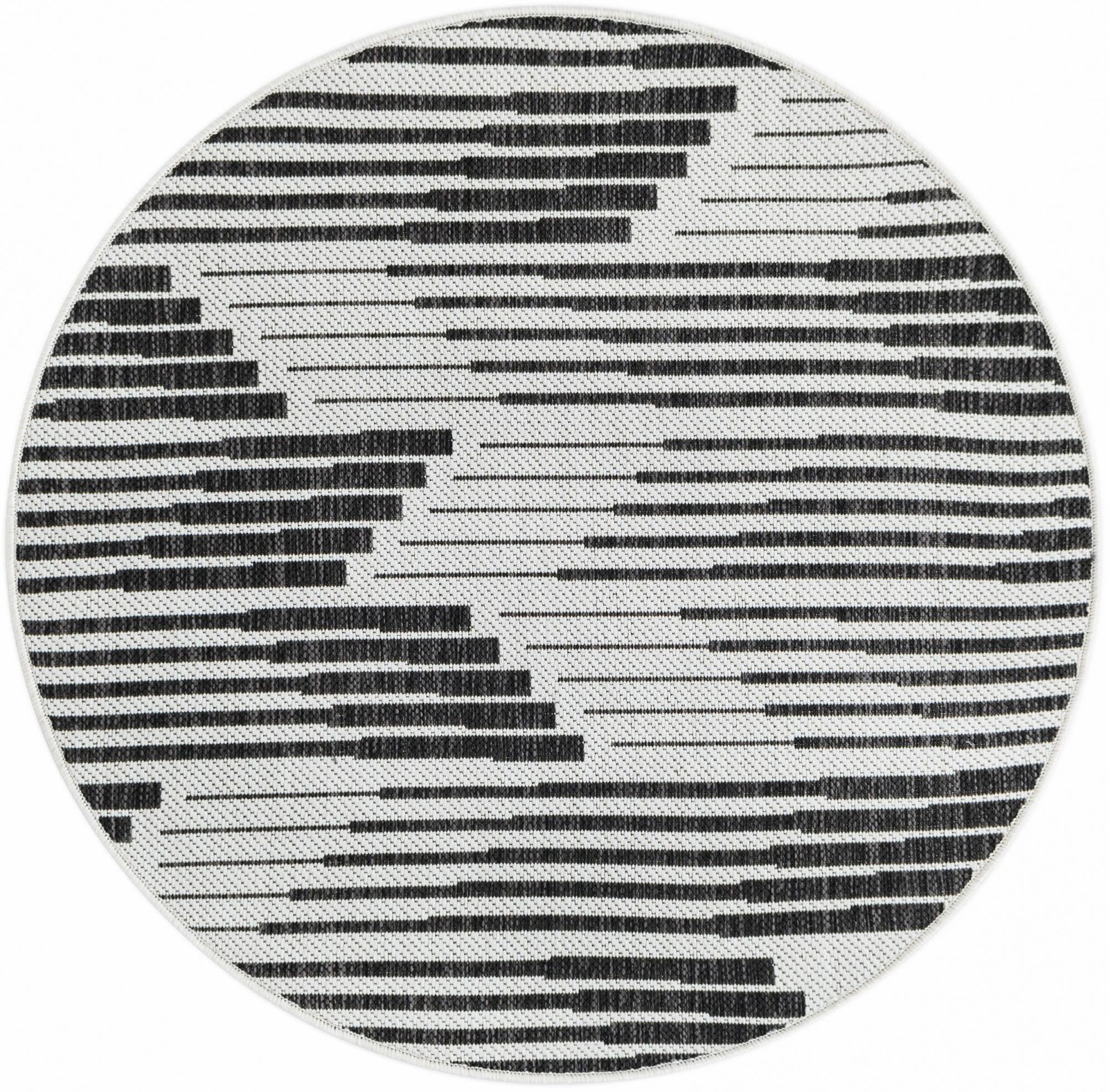 3' x 3' Flax · Abstract Outdoor Rug, black and white