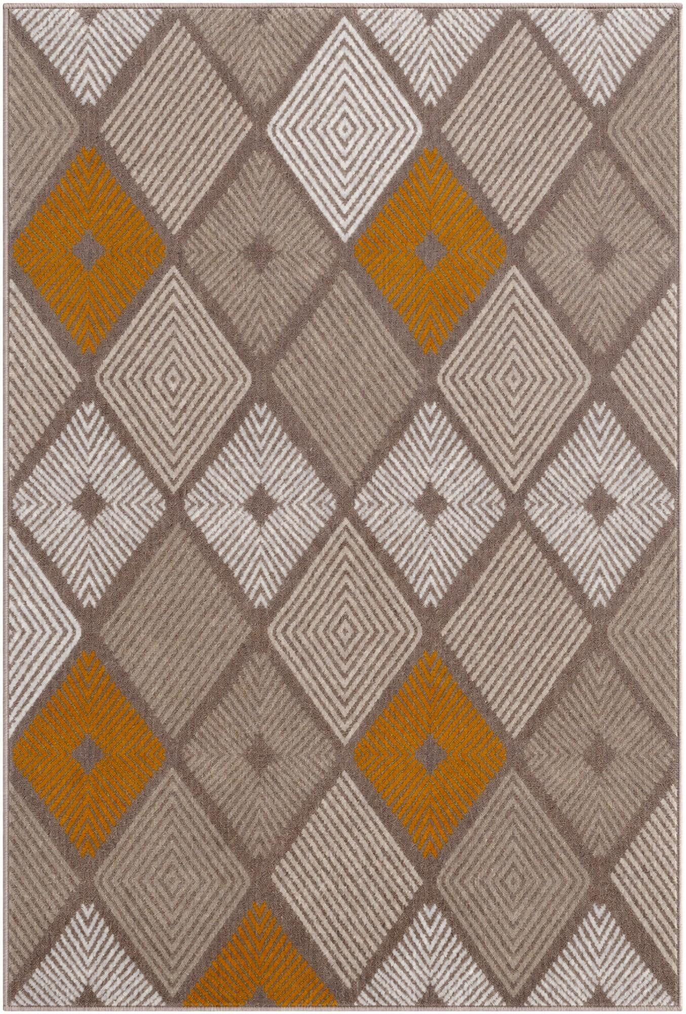 4' 1 x 6' 1 Partridge · Argyle rug, ivory and yellow