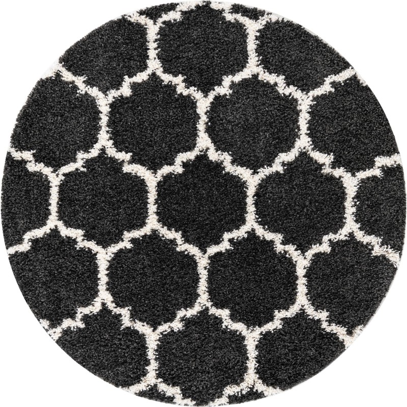 Everett · Lattice shag rug, black and white