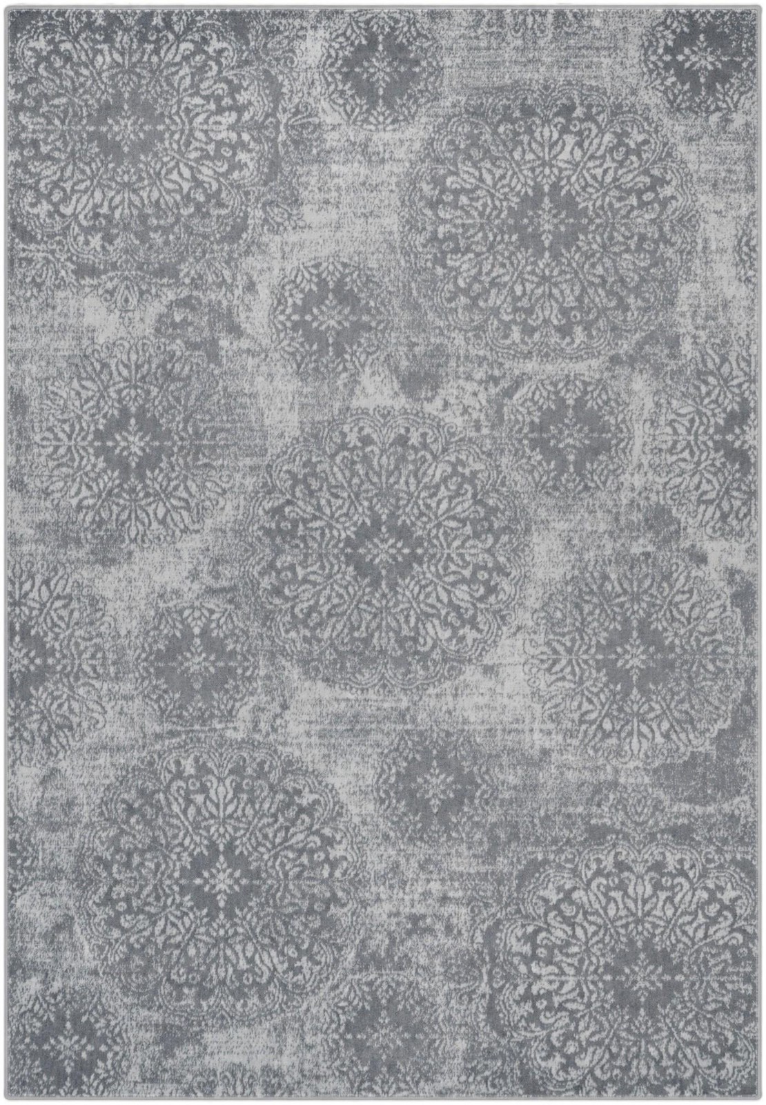 7' x 10' Blakemore · Distressed medallion rug, slate and grey