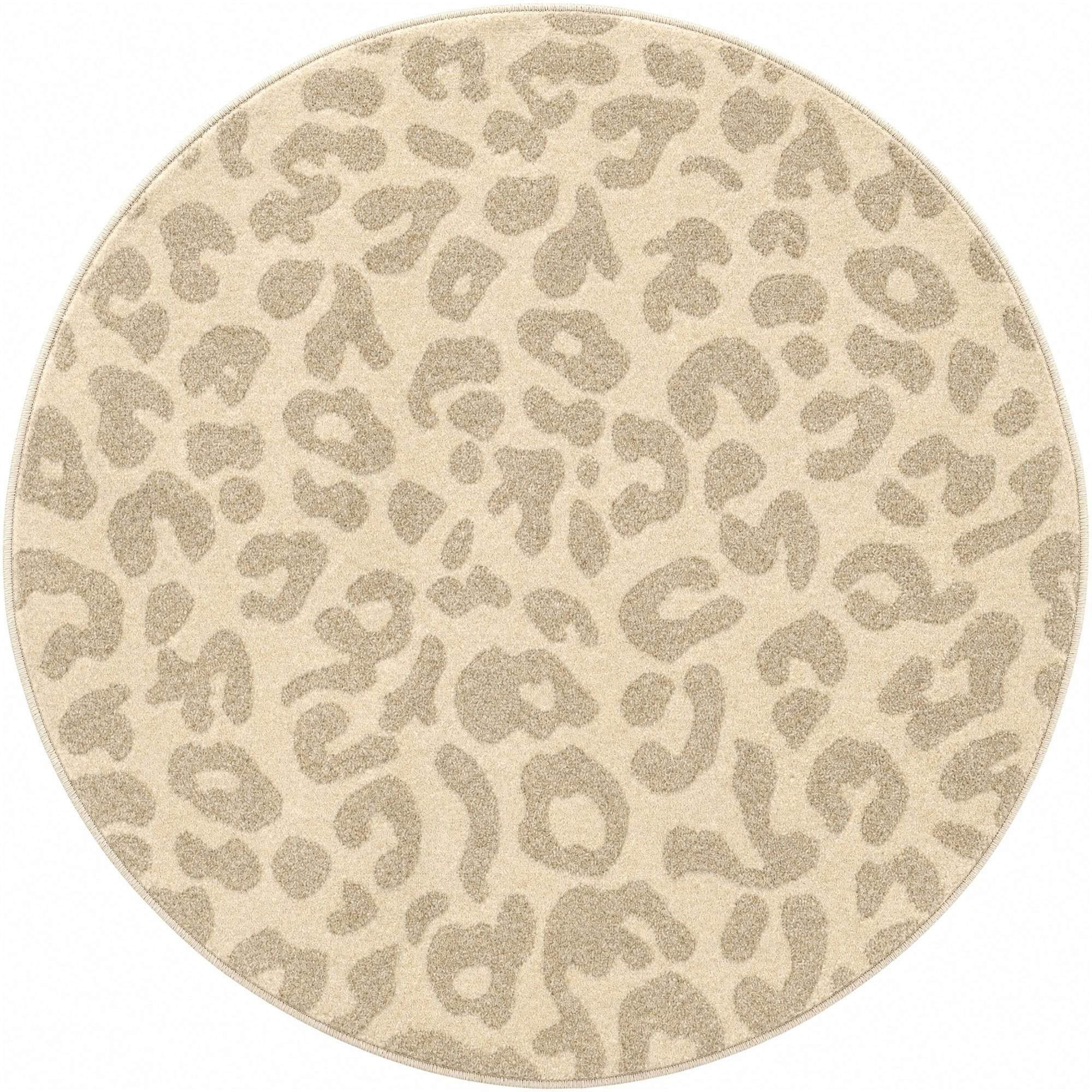 3' x 3' Linnet · Animal print rug, ivory