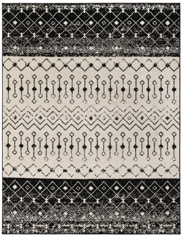 7' 10 x 10' Vernon · Tribal geometric rug, black and white