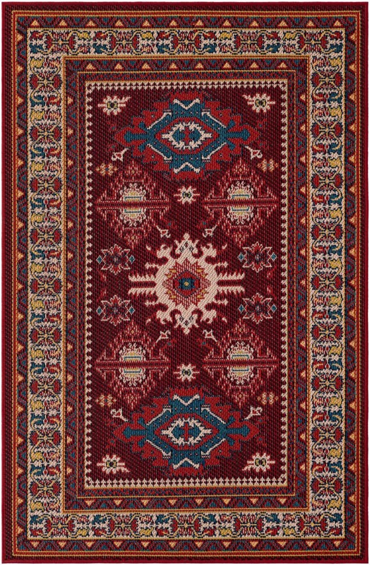 Waxwing · Border Outdoor Rug, red