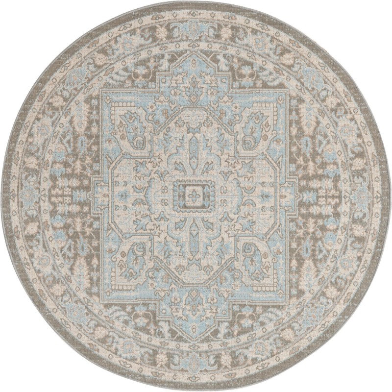 5' 3 x 5' 3 Jessup · Medallion rug, gray, ivory and blue