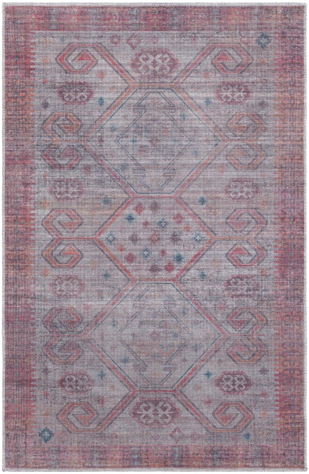 4' x 6' Bascom · Geometric medallion Washable Rug, rust and beige