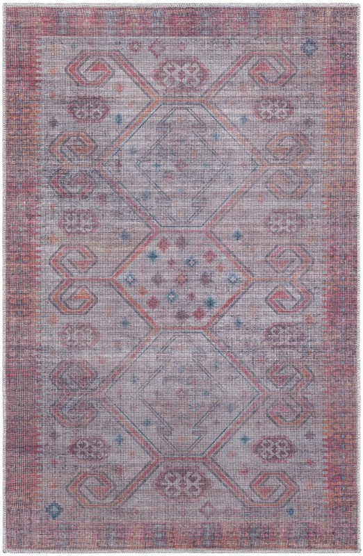 4' x 6' Bascom · Geometric medallion Washable Rug, rust and beige