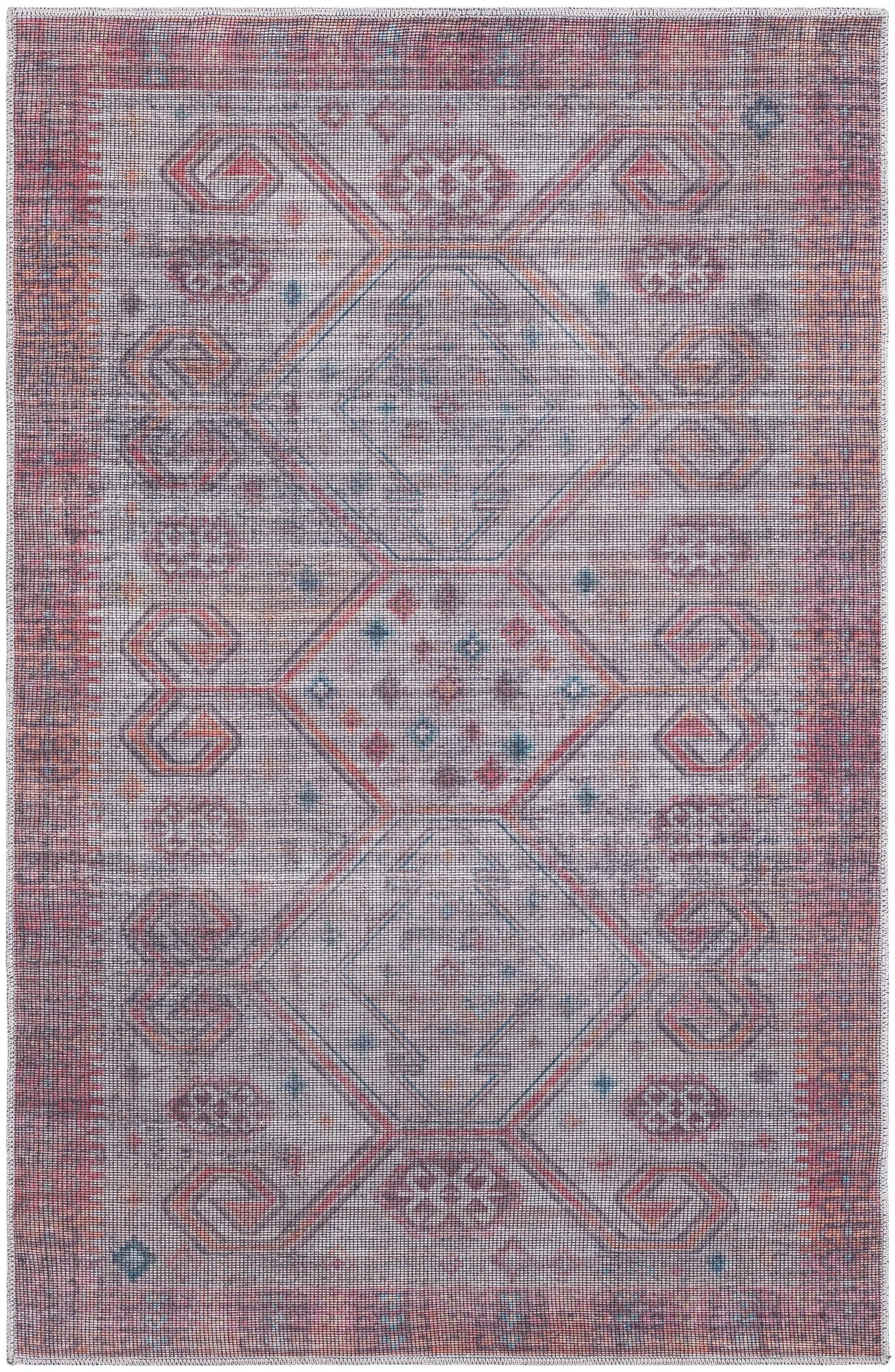 4' x 6' Bascom · Geometric medallion Washable Rug, rust and beige