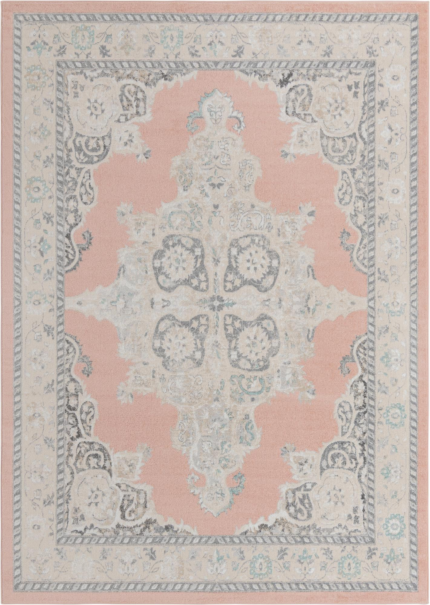 10' x 14' Selby · Medallion rug, rose and ivory